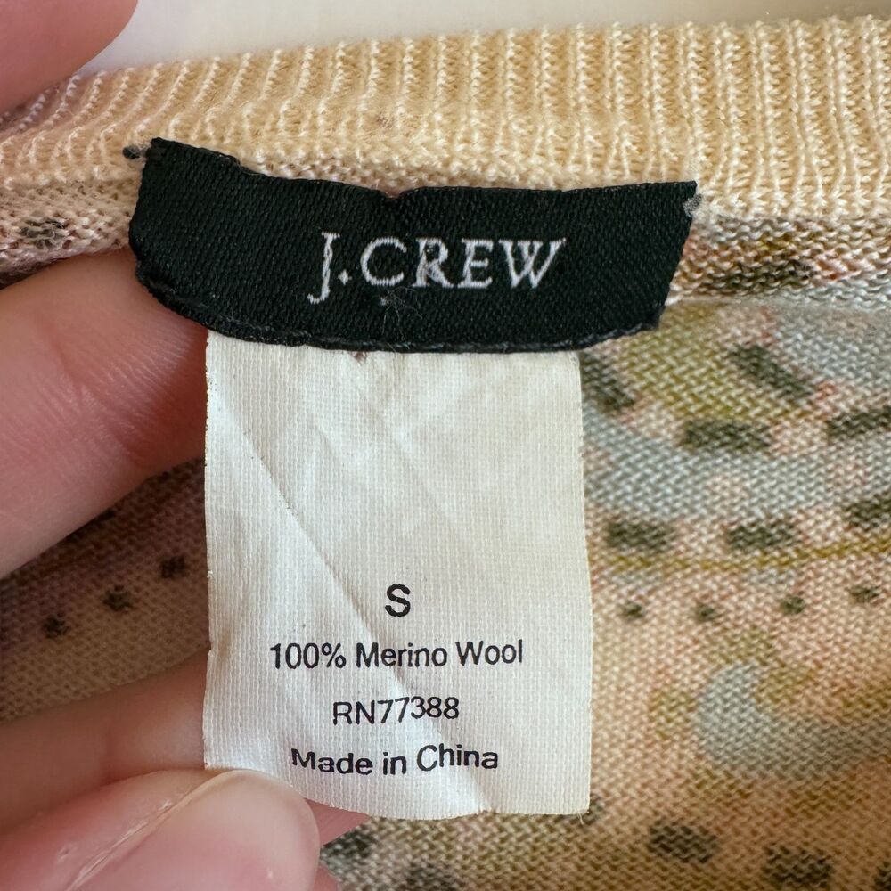 Womens J Crew 100% Merino Wool Paisley Abstract Baroque Cardigan Small - Picture 3 of 4
